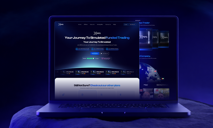 Custom white-label prop firm website design and branding mockup